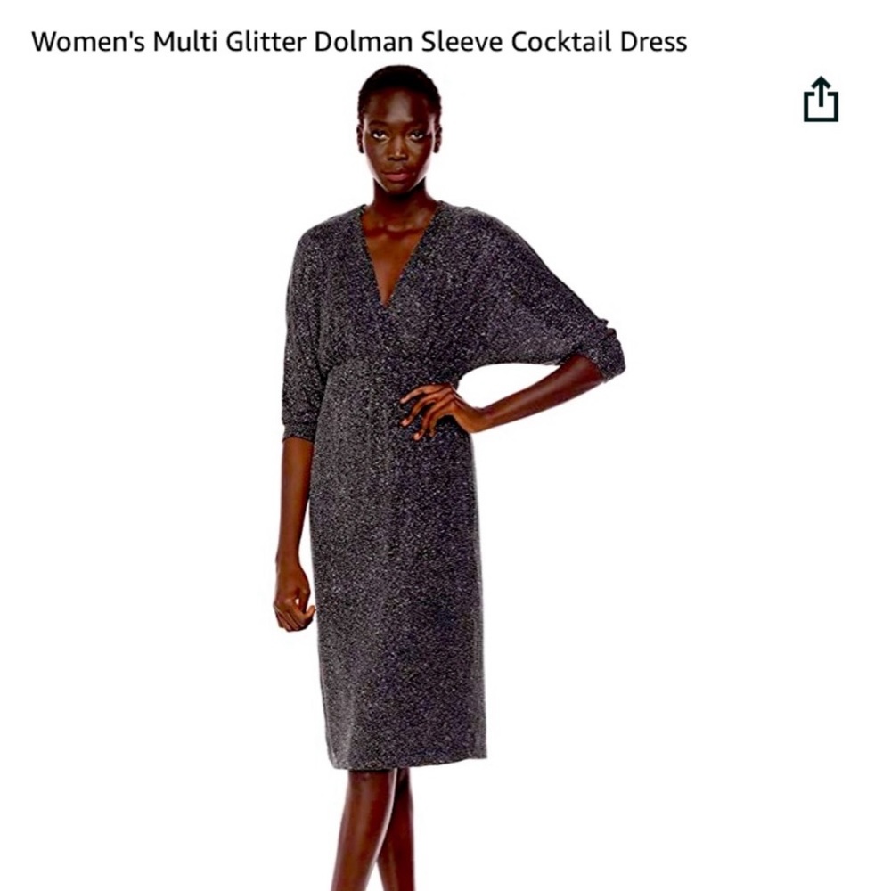 Maggie London Multi Glitter Dolman Sleeve Cocktail Dress - worn once